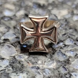 Maltese Cross Biker Sterling Silver Ring 12g